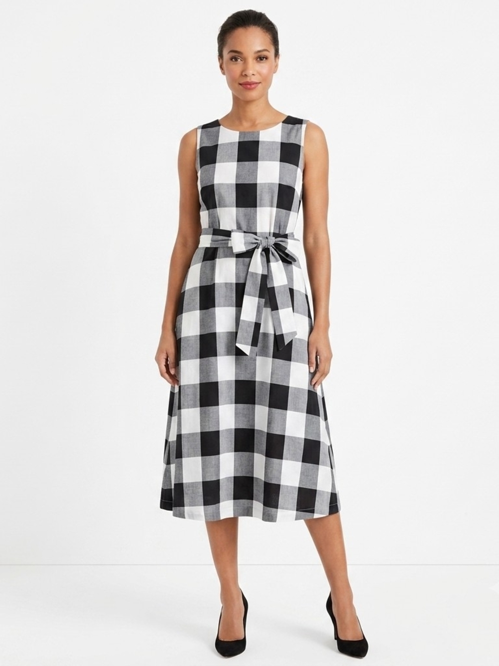 Ann Taylor Factory Buffalo Check Tie Waist Dress Small